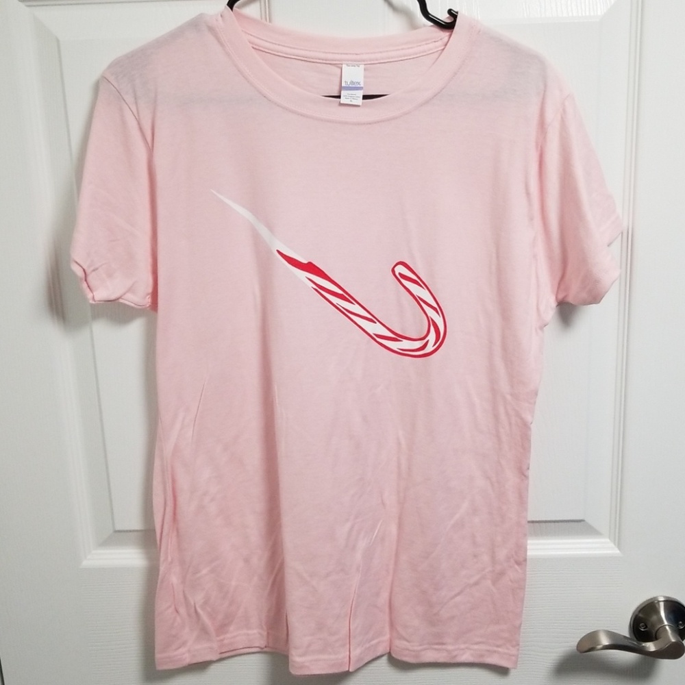 Pink Sharp Candy Cane Women's Graphic Tee NWOT
